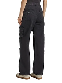 Washed Cotton Twill Cargo Pants