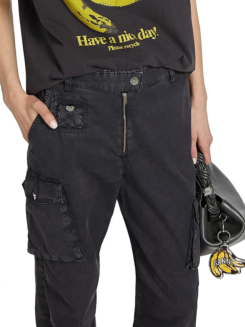 Washed Cotton Twill Cargo Pants