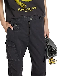 Washed Cotton Twill Cargo Pants