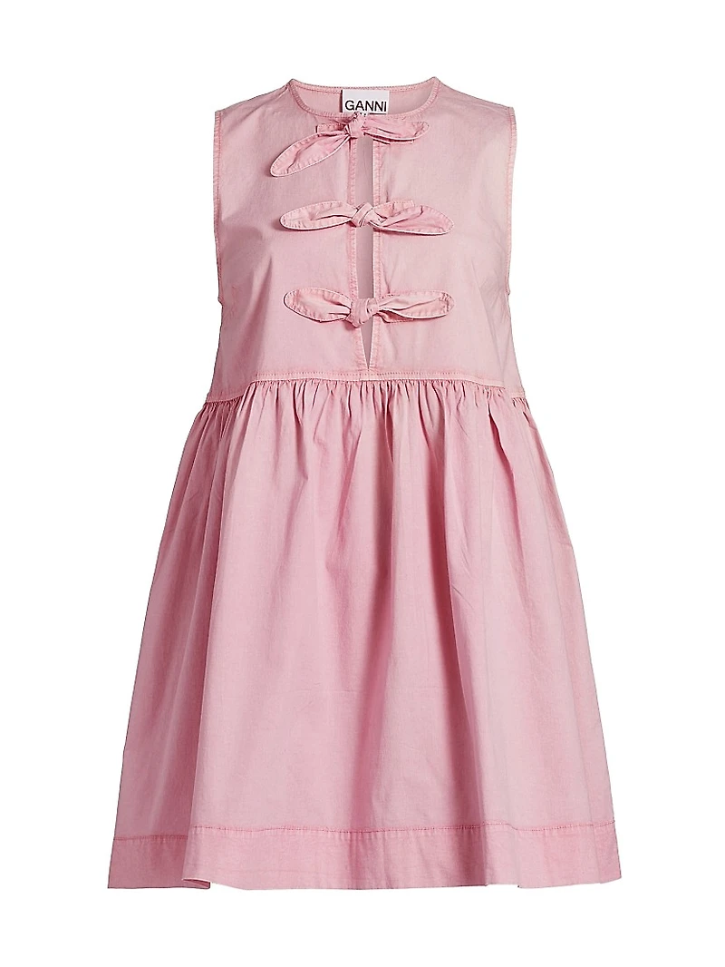 Bow Stretch-Cotton Sleeveless Minidress
