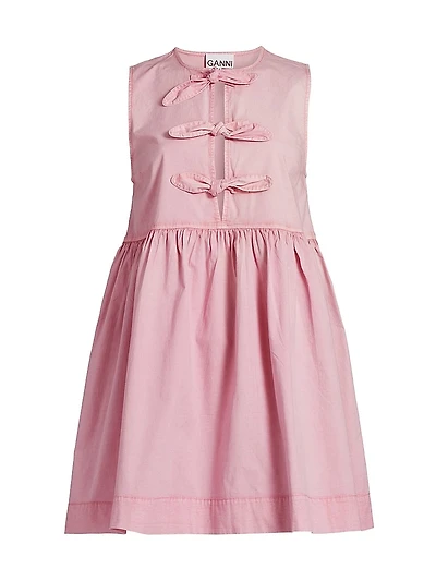 Bow Stretch-Cotton Sleeveless Minidress
