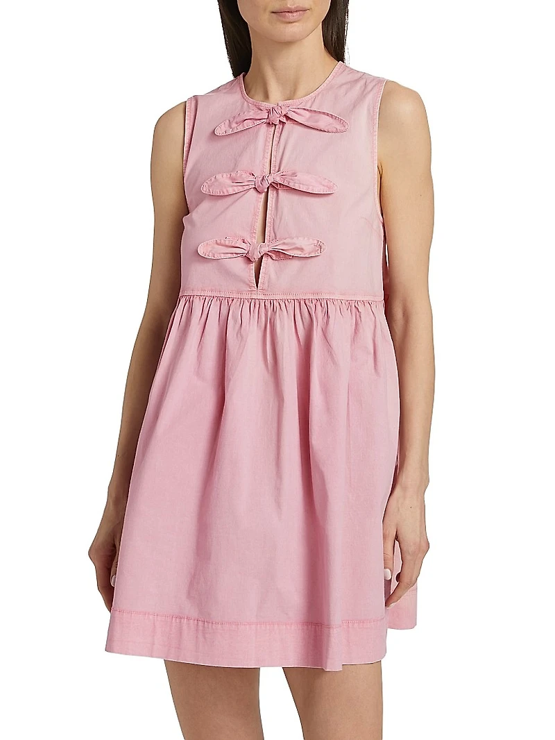 Bow Stretch-Cotton Sleeveless Minidress