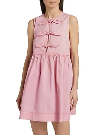 Bow Stretch-Cotton Sleeveless Minidress