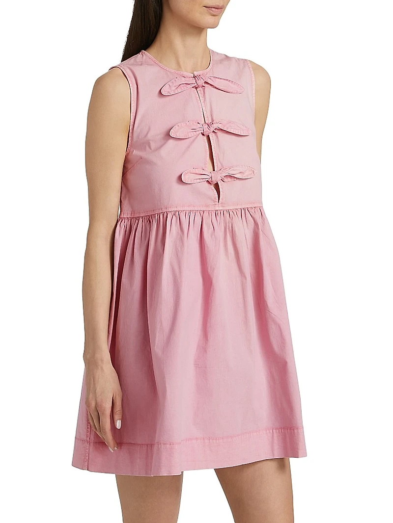 Bow Stretch-Cotton Sleeveless Minidress