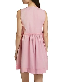 Bow Stretch-Cotton Sleeveless Minidress