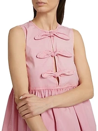 Bow Stretch-Cotton Sleeveless Minidress