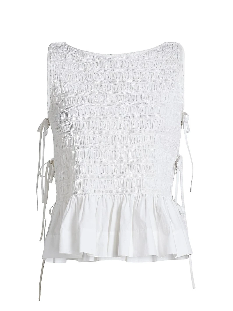 Smocked Cotton Poplin Tank