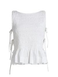 Smocked Cotton Poplin Tank