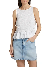 Smocked Cotton Poplin Tank
