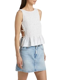Smocked Cotton Poplin Tank