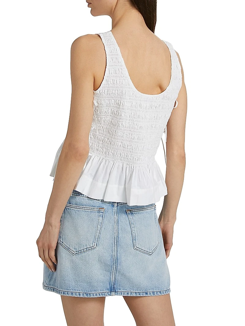 Smocked Cotton Poplin Tank