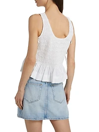 Smocked Cotton Poplin Tank