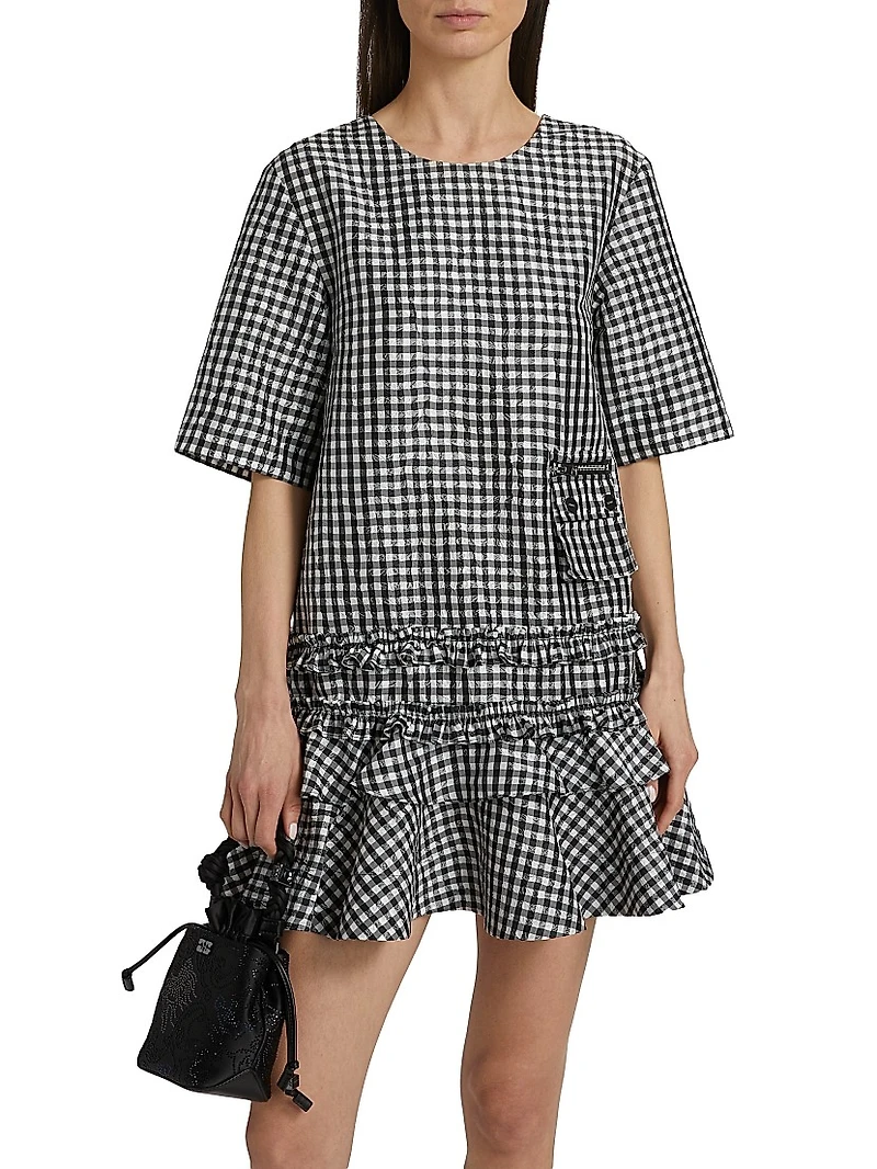 Gingham Taffeta Minidress