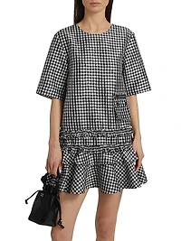 Gingham Taffeta Minidress