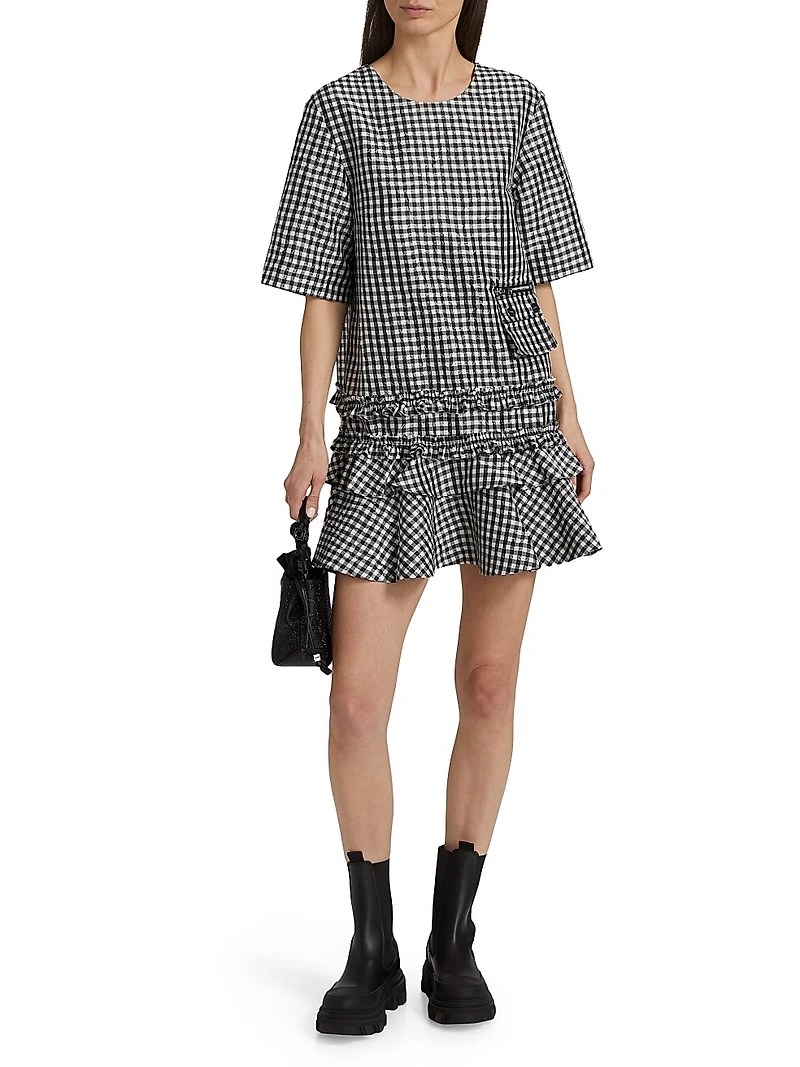 Gingham Taffeta Minidress