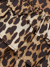 Leopard-Print Cotton Poplin U-Neck Minidress
