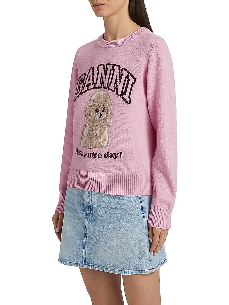 Poodle Wool-Blend Crewneck Sweater