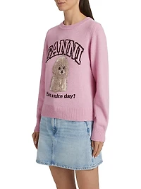 Poodle Wool-Blend Crewneck Sweater