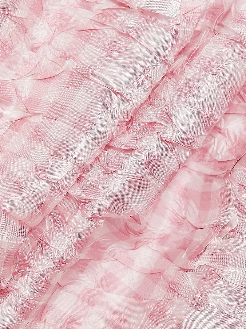 Shibori Smocked Check Minidress