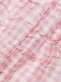 Shibori Smocked Check Minidress