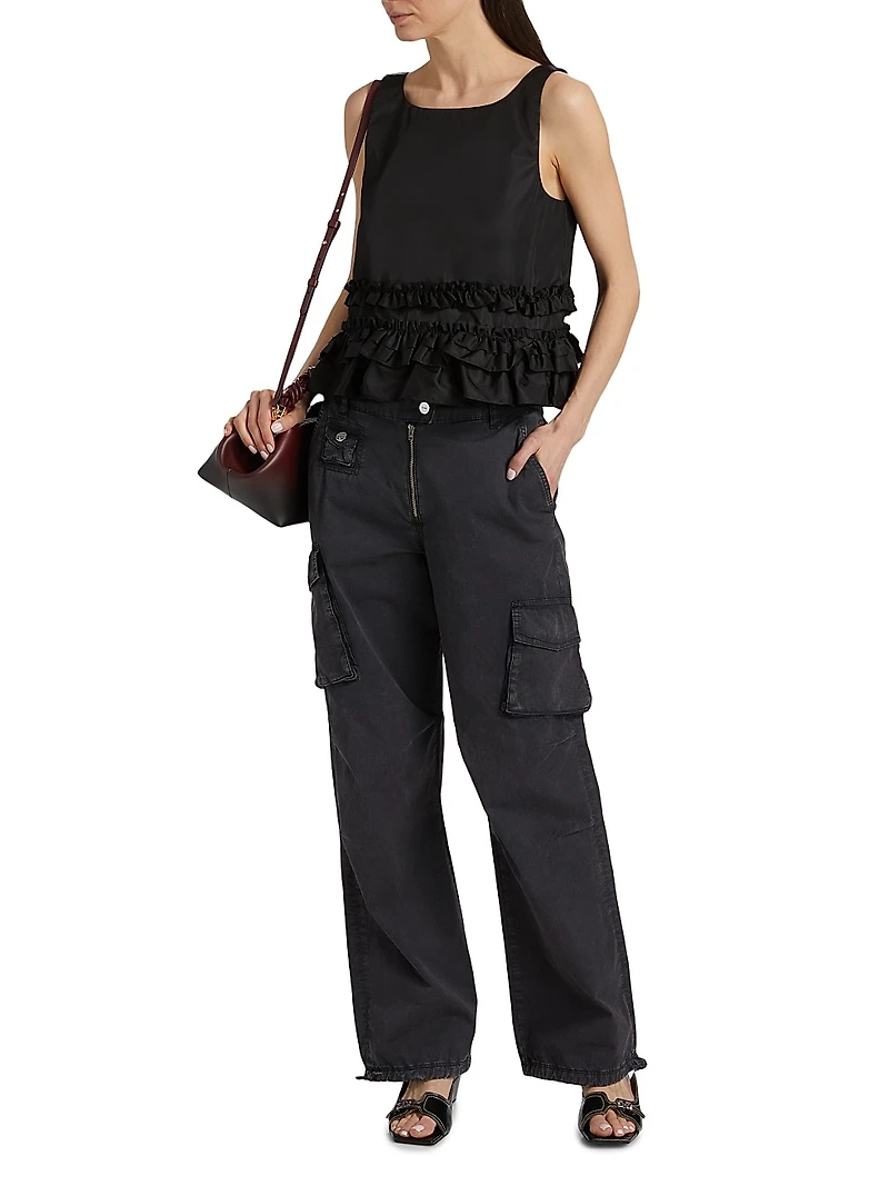 Frilled Duchesse Satin Top