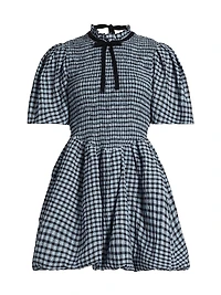 Smocked Check Cotton-Blend Seersucker Minidress