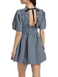 Smocked Check Cotton-Blend Seersucker Minidress