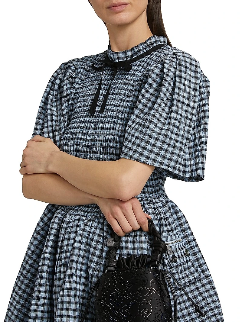 Smocked Check Cotton-Blend Seersucker Minidress