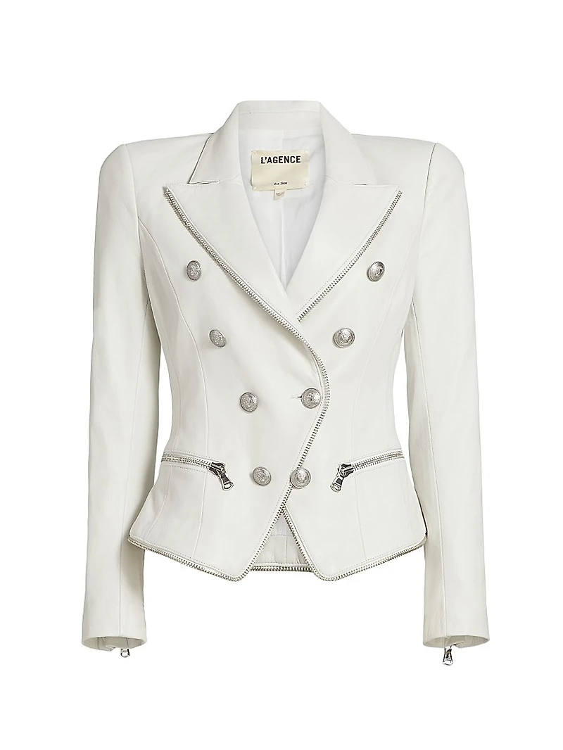 Ottilie Leather Double-Breasted Blazer