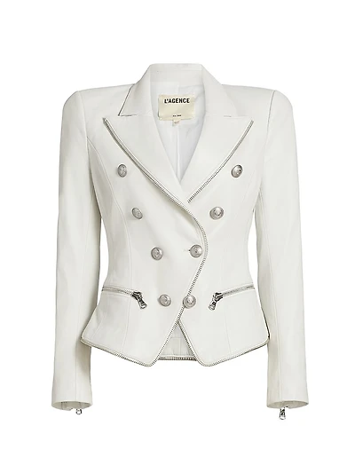 Ottilie Leather Double-Breasted Blazer