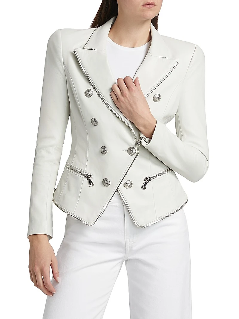 Ottilie Leather Double-Breasted Blazer