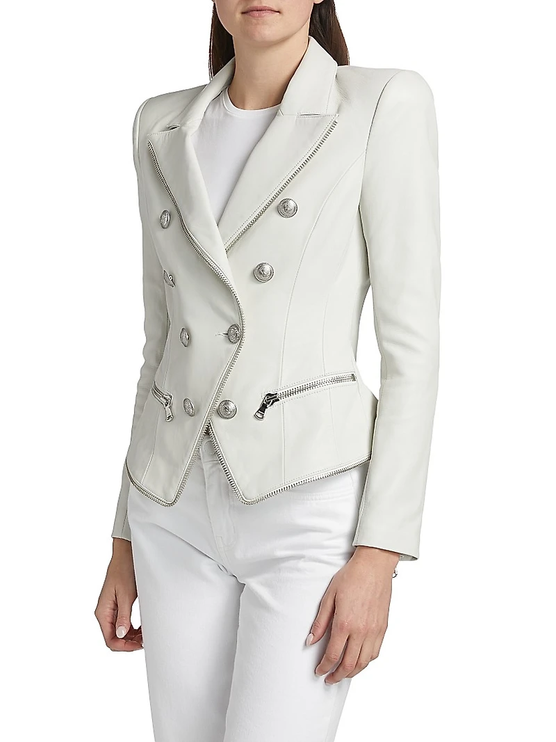 Ottilie Leather Double-Breasted Blazer