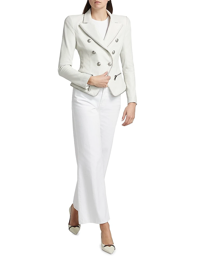 Ottilie Leather Double-Breasted Blazer