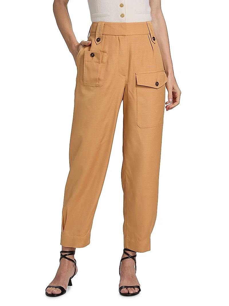 Lauren Silk-Blend Straight-Leg Pants