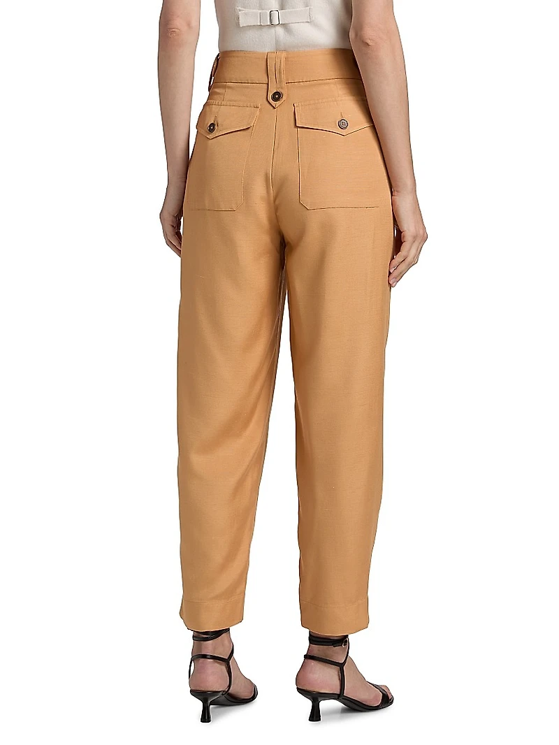 Lauren Silk-Blend Straight-Leg Pants