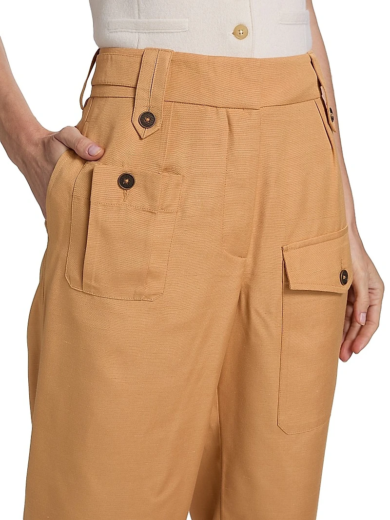 Lauren Silk-Blend Straight-Leg Pants