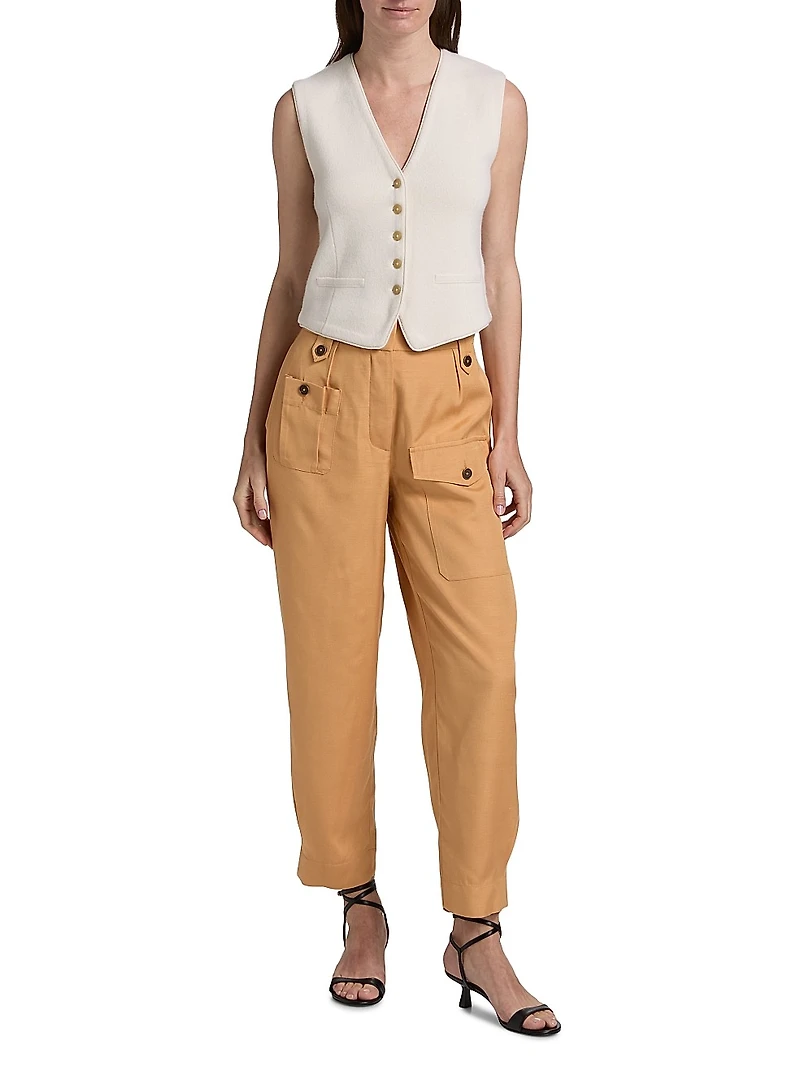 Lauren Silk-Blend Straight-Leg Pants