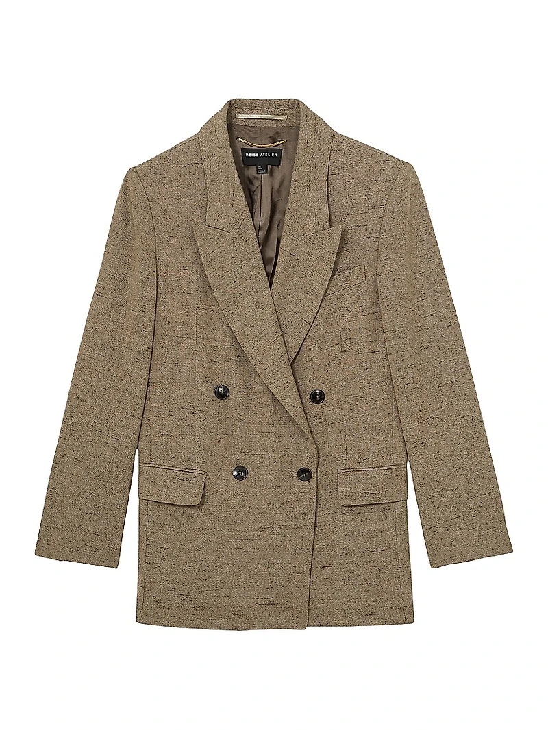 Lina Textured Double-Breasted Blazer