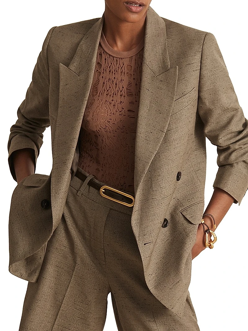 Lina Textured Double-Breasted Blazer
