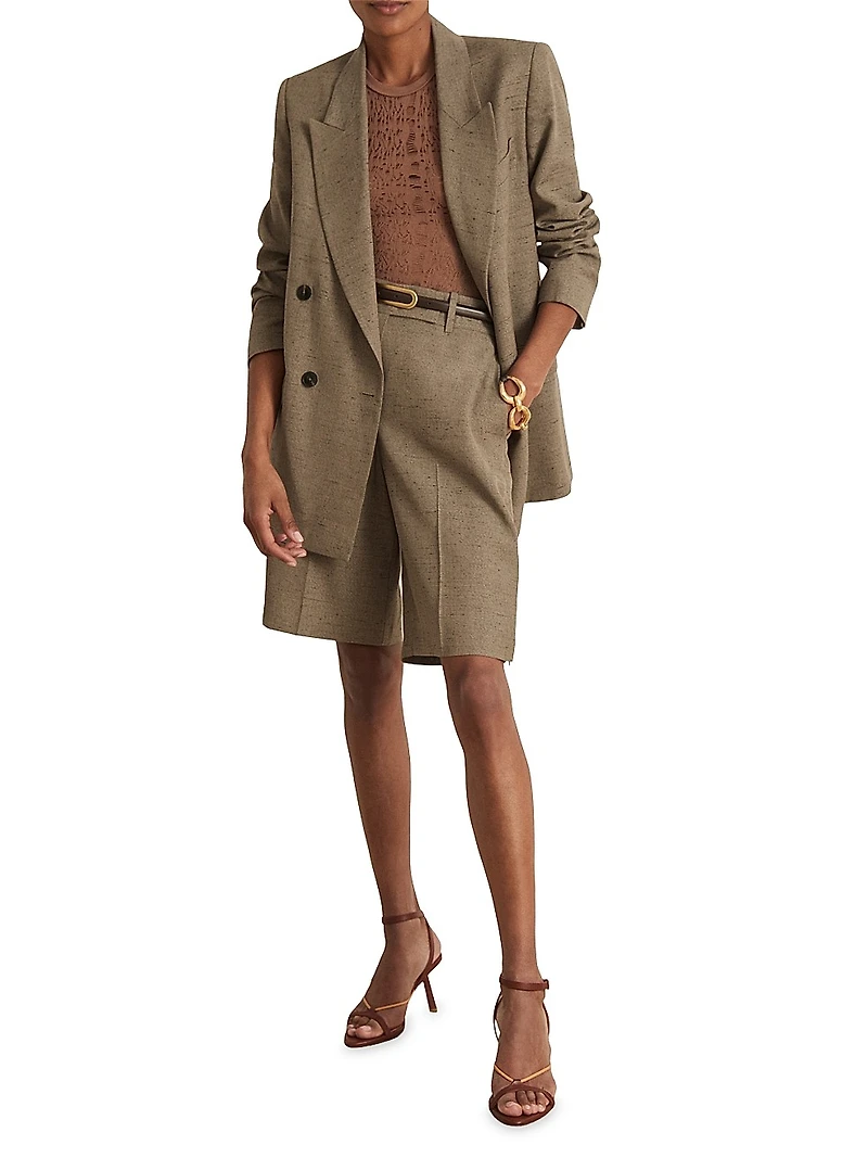 Lina Textured Double-Breasted Blazer