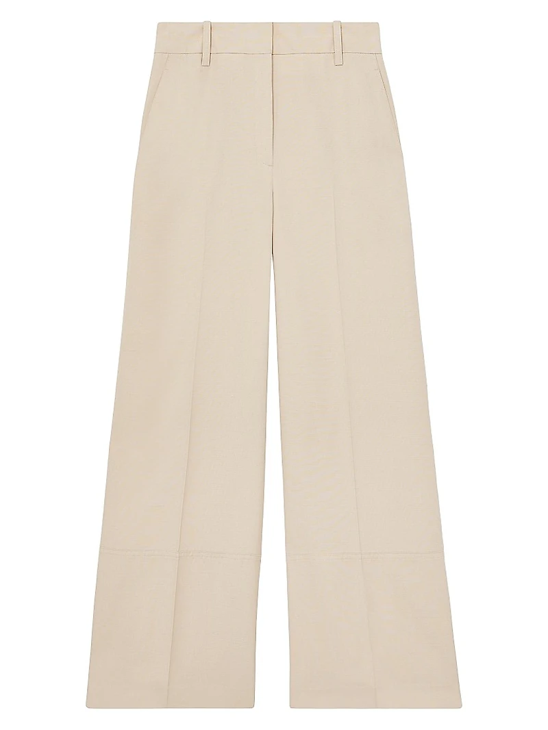 Flat-Front Wide-Leg Pants