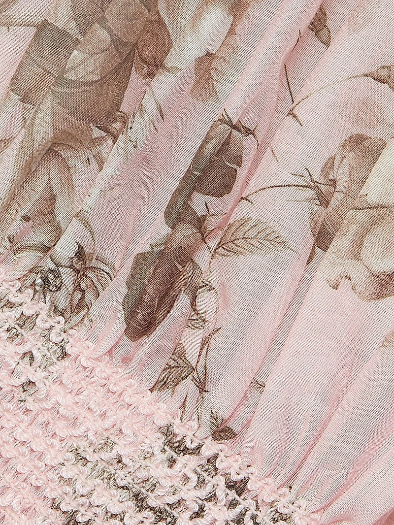 Ilan Floral Smocked Cotton-Silk Blouse