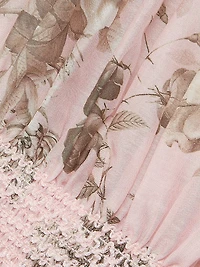Ilan Floral Smocked Cotton-Silk Blouse