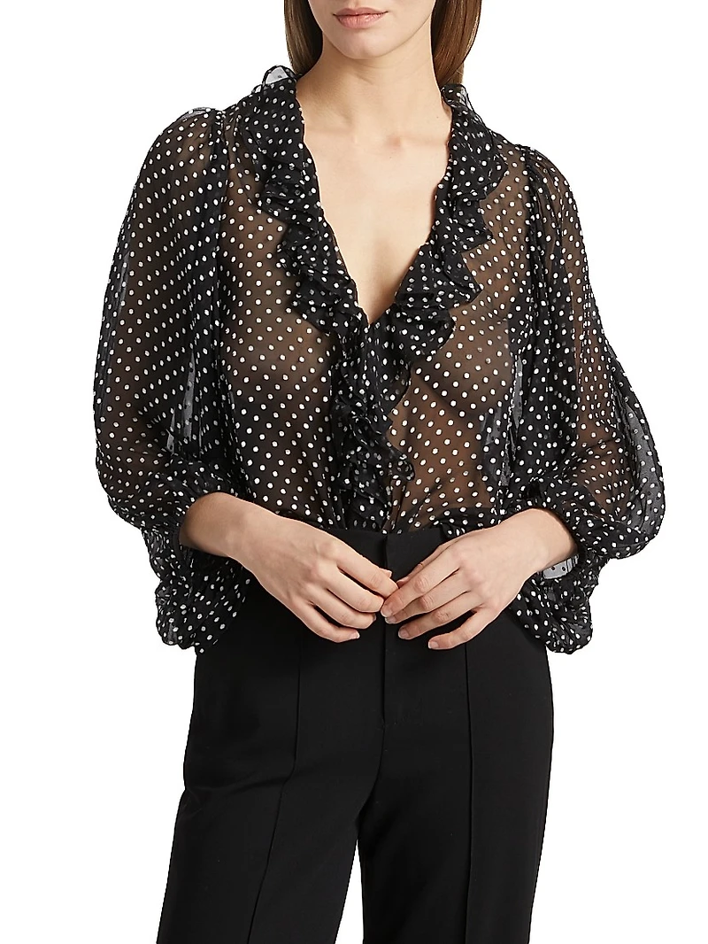 Betsie Ruffled Silk-Blend Chiffon Blouse
