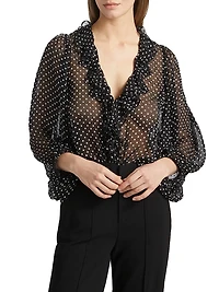 Betsie Ruffled Silk-Blend Chiffon Blouse