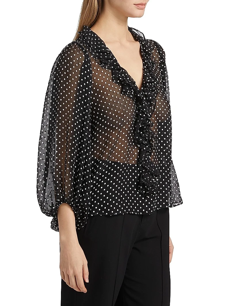 Betsie Ruffled Silk-Blend Chiffon Blouse