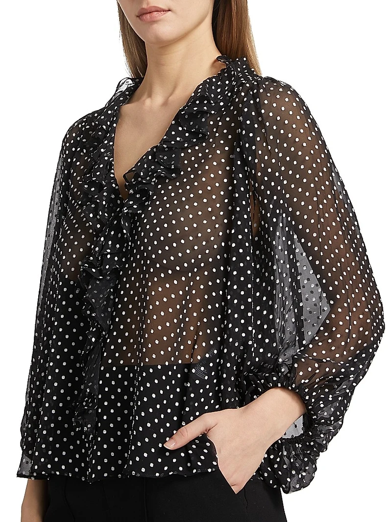 Betsie Ruffled Silk-Blend Chiffon Blouse