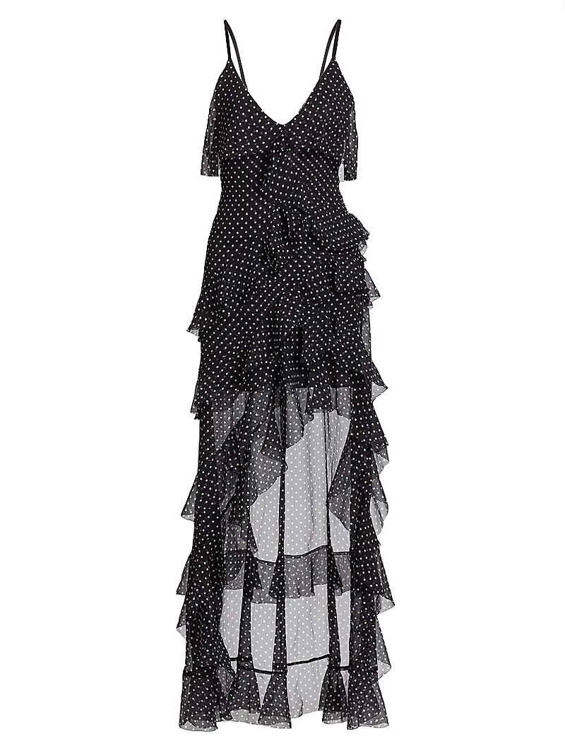 Laverne Polka Dot Ruffled Maxi Dress