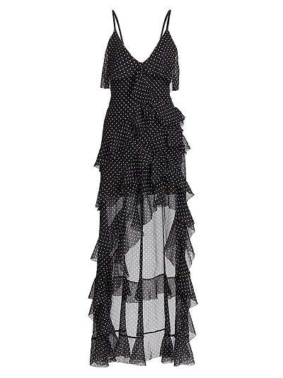 Laverne Polka Dot Ruffled Maxi Dress