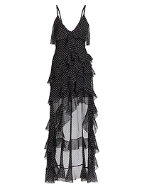Laverne Polka Dot Ruffled Maxi Dress